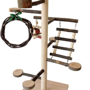 Bird Gym Playstand Toy Birdcages Climbing Toy Wood Swing Parrot Standing Perches Toy Grinding Toy For Cockatoos