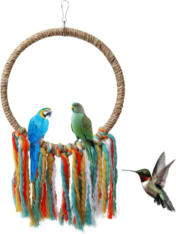 Bird Swing,Random colour Bird Toys Bird Rope Ring Swing Perch,Bird Toy for Parrots Wooden Swing Toys for Parrots,Hanging Toy Pet Swing for Parakeets、Conure And Other Small to Medium-sized Birds