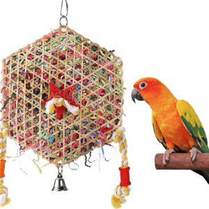 Bird Toys Bird Parrot Toy,Random colour Bird Rope Perch with Bell Bird Foraging Toys,Bird Swing Perch Hanging Toy for Parakeets,Lovebirds,Finches And Other Small to Medium-sized Birds