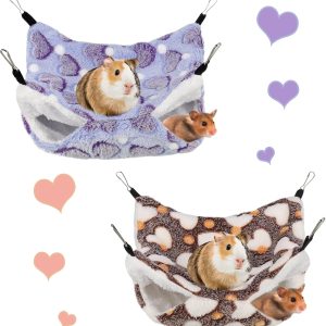 Dacitiery 2 Pack Double-Layer Pet Cage Hammock, Hanging Bed Cage for Small Animals, Soft Pet Hammock for Guinea Pig Parrot ferret Squirrel Hamster Rat Playing Sleeping Beds