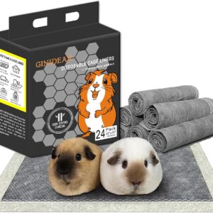 GINIDEAR Guinea Pig Bedding, Disposable Guinea Pig Cage Liners, Odor Controlling Absorbent Waterproof Pee Pads for Guinea Pigs , Rabbits, Bunnies and Other Small Animals.18 x31(C&C2x1),24 Count