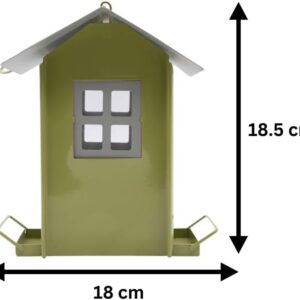 Garden Mile Beach Hut Bird Seed Feeder - Decorative Hanging Feeding Small Birds Feed House, Metal and Plastic Constructed Durable Seed feeding Station for Outdoor, Garden, Patio