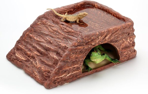 LYL LEYOULAND Reptile Hide Cave, Terrarium Hideout, Extra Large, Water Bowl for Reptiles, Made of Ceramic, Help Shedding for Reptile Amphibians Leopard Gecko