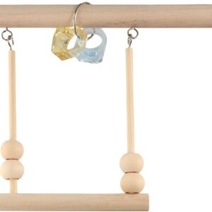 Parrot Swing Bird Toys Bird Chewing Toy Wooden Parrot Swings with Perch Stand Macaws Lovebird Cockatoo Cage Swing Bird Supplies