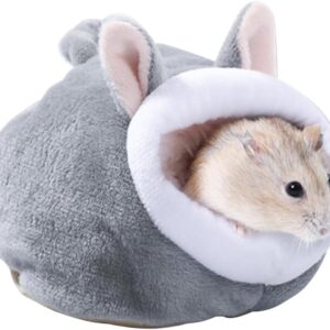 Tabanzhe 1psc Mini Hamster Bed Soft and Cozy Small Animal Bedding for Hamsters, Hedgehogs, Guinea Pigs - Winter Sleep Nest, Cotton Nesting Bag,Soft and Warm House(Grey)