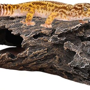 Tfwadmx Reptile Hide Leopard Gecko Tank Accessories Snake Hides Resin Hollow Log for Aquarium Decorations Betta Fish Hideout for Crested Geckos,Chameleons, Corn Snakes, Frogs