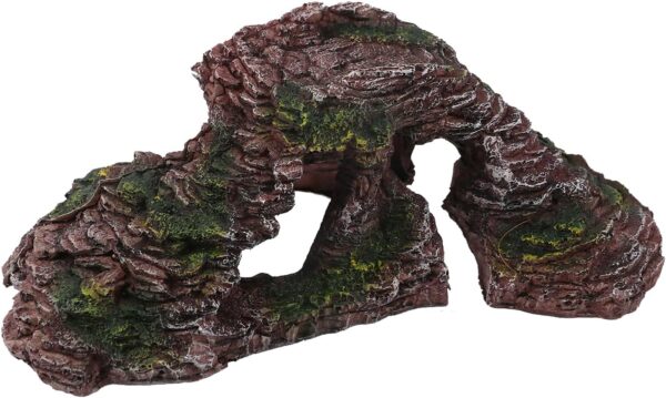 UTALIND 1 Pcs Reptile Ledge Hide Cave Hideout for Reptiles, Basking Rock Decorative Resin for Turtle Frog Snake, Large Step Ledge