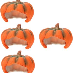 Yardwe 4pcs Pumpkin Fish Tank Decoration Aquarium Betta Cave Pumpkin Figurine Statue Halloween Fish Hide Fairy Pumpkin House Fish Tank Animal Shelter Halloween Reptile Tank Decor Resin