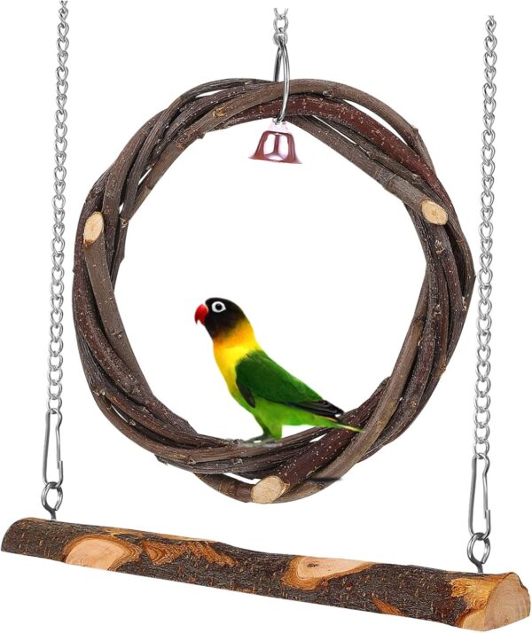 Yardwe 8 Pcs Bird Wooden Swing Parakeet Swing Parrot Swing Pet Bird Swing Wooden Bird Swing Toy Canaries Swing Bird Perch Swing Bird Swing Perch Swing for Parrot Natural Cage Hen Canary