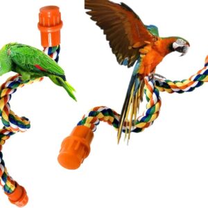 Yunmoxiao Pet Bird Parrot Colorful Cotton Standing Rope Perch Bird Climbing Parrot Stand Toys Bird Perch- Cage Rope for Parrot/Parakeet/Cockatiel Bungee Toys 40CM (16 Inch)