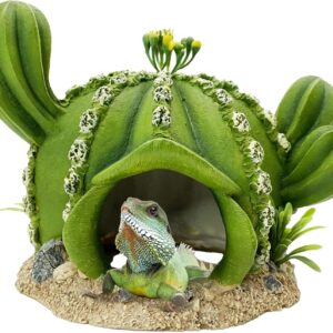 kathson Reptile Tank Decor Lizard Hide and Cave Plants Terrarium Decorations Resin Cactus Desert Aquarium Tank Habitat Accessories for Bearded Dragon Chameleon Leopard Gecko Snake Fish (Ball Cactus)