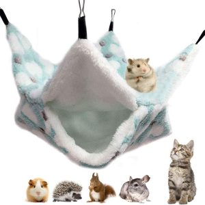 zfdg Small Hanging Pet Cag, Small Animals Pet Cage Hammock, Guinea Pig Warm Hammock, Hamster Hammock Sleeping, for ferret Squirrel Hamster Rat Other Small Animals Playing Sleeping (Green)